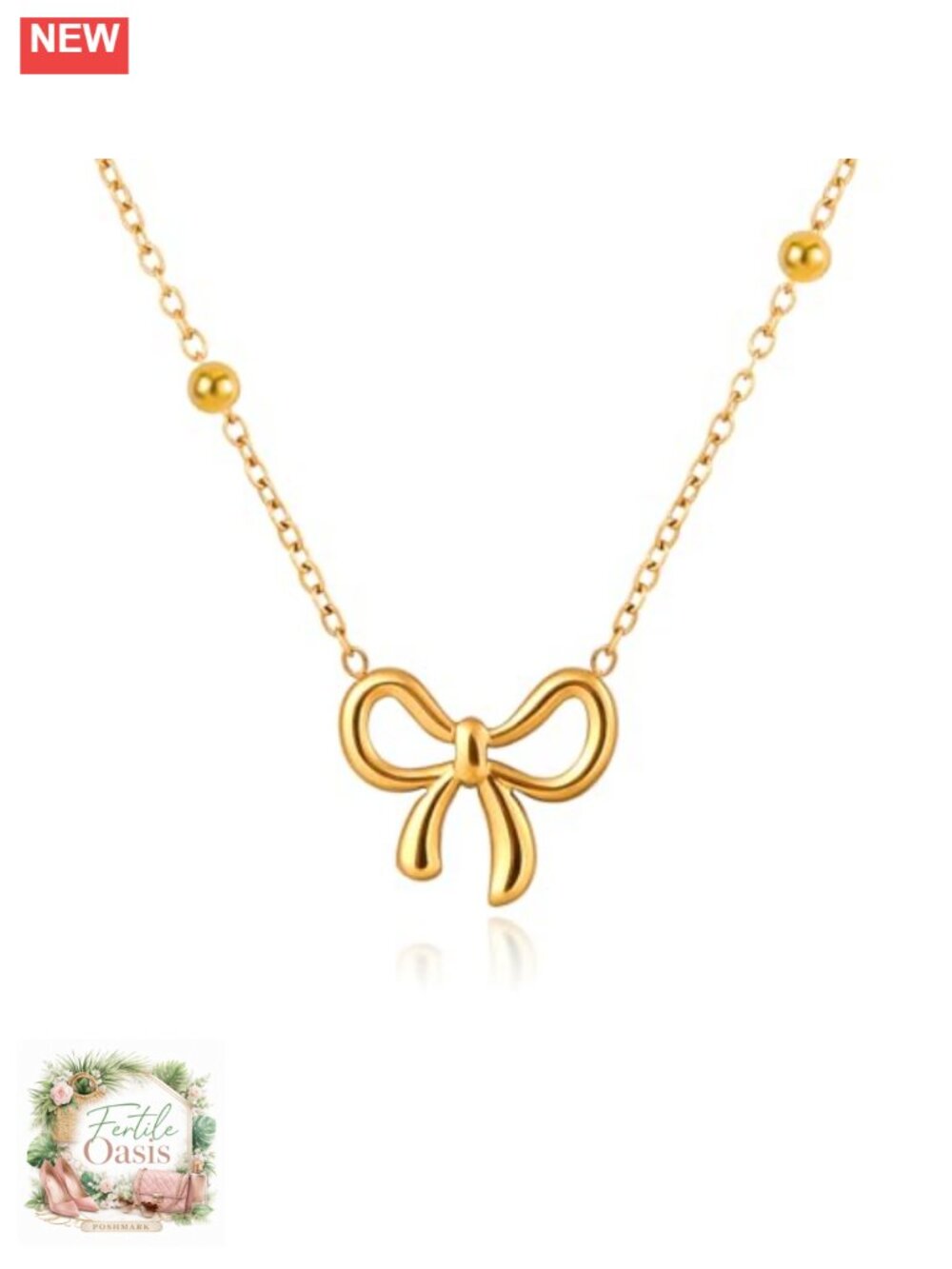 Dainty Gold Bow Pendant Necklace | Titanium Steel | Layering Jewelry for Women